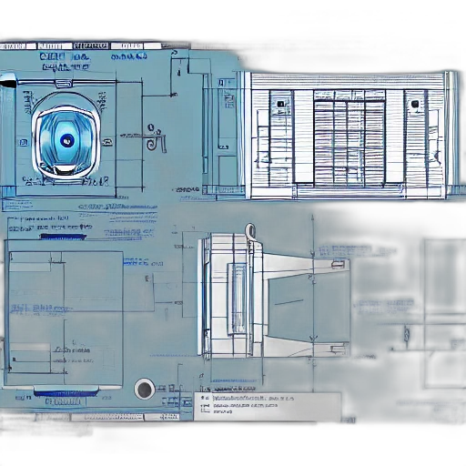 building, concept art, 3d render, blue transparent PNG cut-out