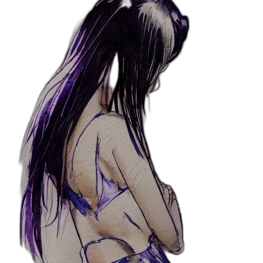 hair, dress, creature, watercolor, concept art, fantasy art, anime, neon lights transparent PNG cut-out