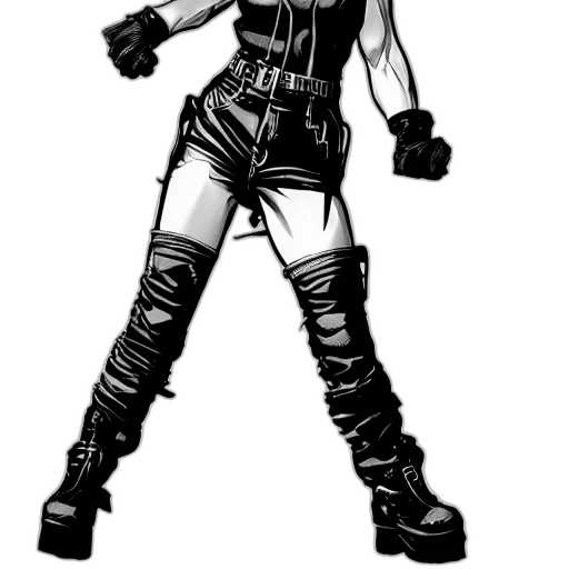 weapon, jacket, robot, staff, comic book art, cyberpunk, concept art, cartoon transparent PNG cut-out