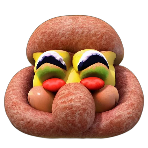 food, face, creature, animal, 3d render, photorealistic, concept art, hot transparent PNG cut-out