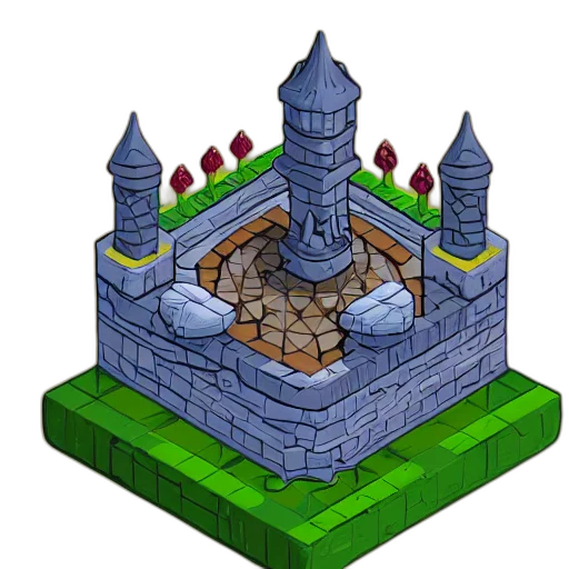 crown, building, dragon, pixel art, 3d render, concept art, fantasy art, isometric transparent PNG cut-out