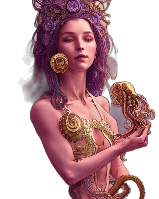 jewelry, crown, dress, fantasy art, concept art, photorealistic, comic book art, golden transparent PNG cut-out