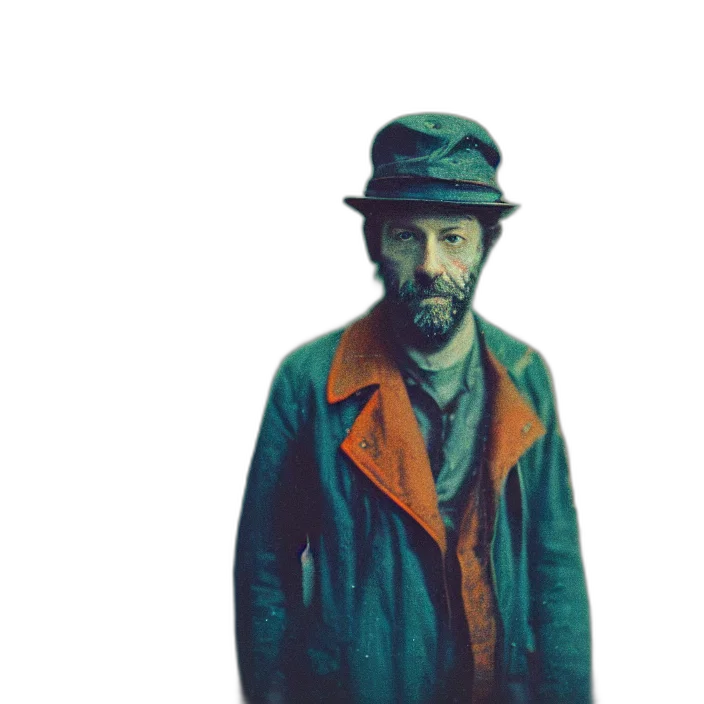jacket, hat, staff, face transparent PNG cut-out