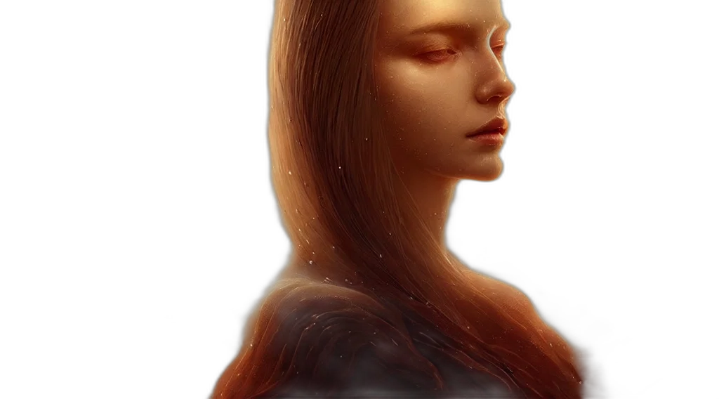 face, hair, crown, dress, photorealistic, fantasy art, oil painting, concept art transparent PNG cut-out