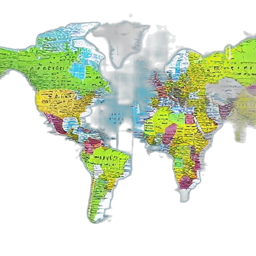 colorful, world, map, very, detailed transparent PNG cut-out