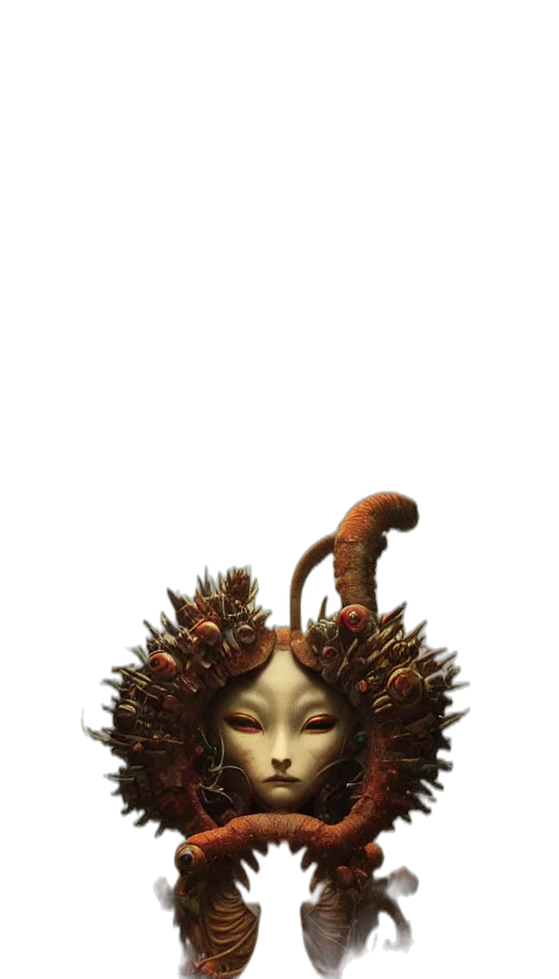 mask, staff, crown, creature transparent PNG cut-out