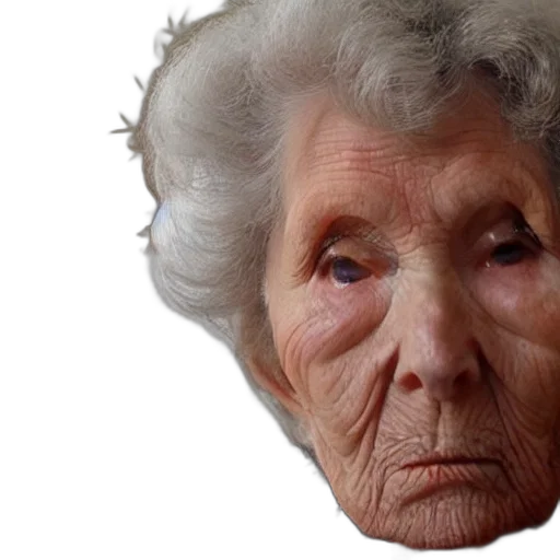 face, mask, hair, photorealistic, 3d render, grandma, giving, interested transparent PNG cut-out