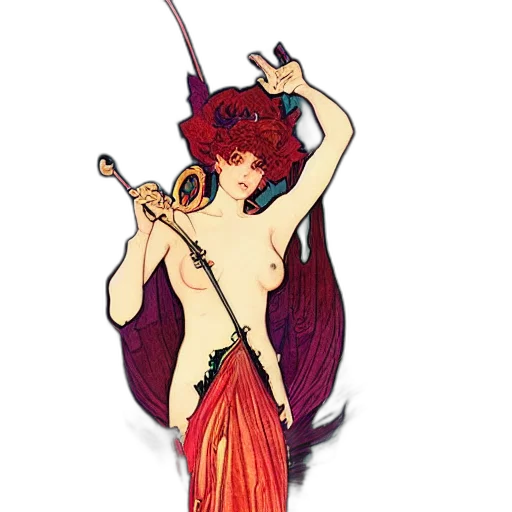 staff, fantasy art, concept art, pixel art, anime, red, devil, beautiful transparent PNG cut-out