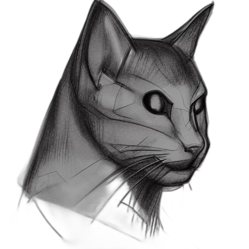animal, creature, face, pencil sketch, photorealistic, concept art, fantasy art, monochrome transparent PNG cut-out