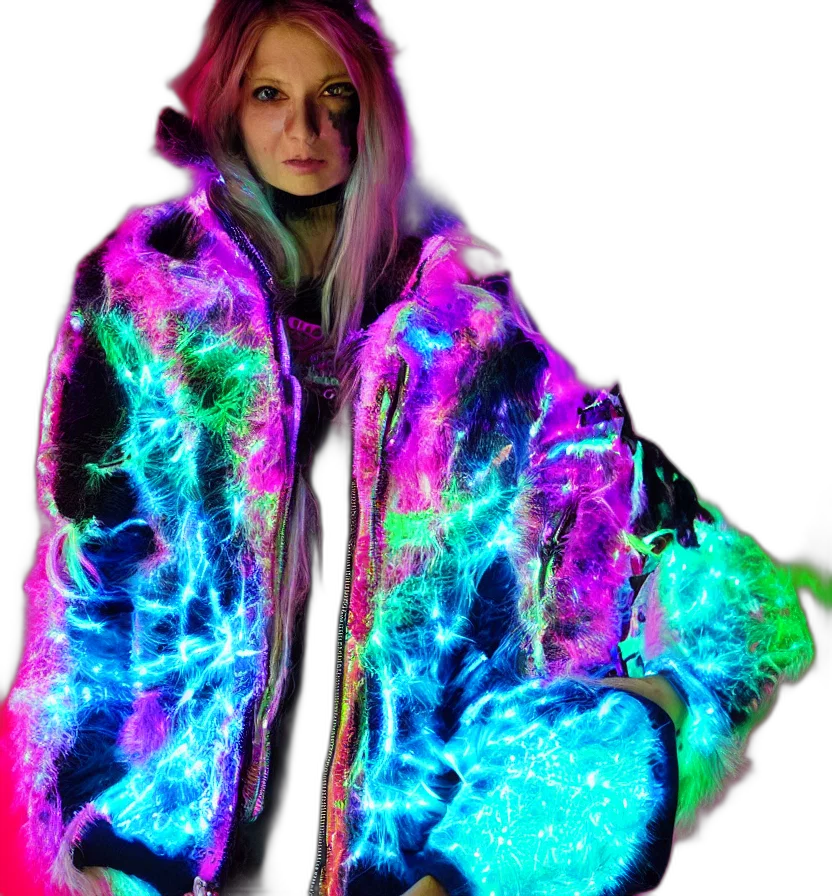 jacket, dress, vaporwave, cyberpunk transparent PNG cut-out