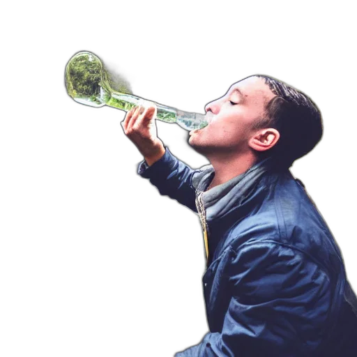 bottle, food, weapon, staff, photorealistic, concept art, 3d render, green transparent PNG cut-out