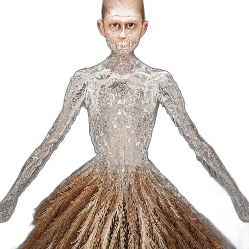 dress, creature, hair, animal, 3d render, concept art, full, shot transparent PNG cut-out
