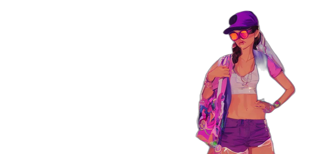 jacket, hat, vaporwave, cartoon transparent PNG cut-out