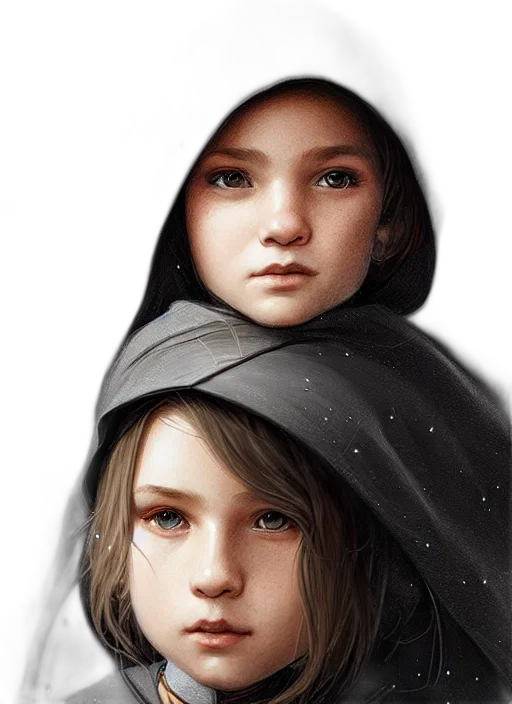 face, photorealistic, concept art, fantasy art, 3d render, snow, outer space, dark transparent PNG cut-out