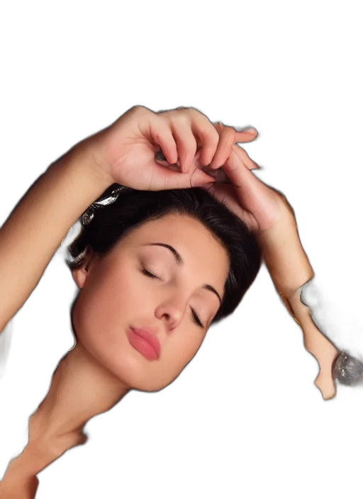 jewelry, hair, staff, face, photorealistic, 3d render, relaxing, comfortable transparent PNG cut-out
