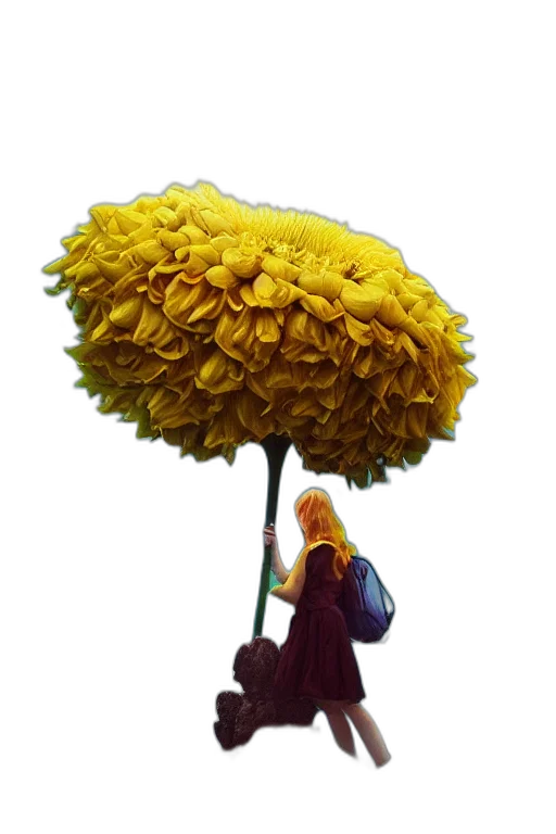 umbrella, flower, staff, tree, 3d render, photorealistic, oil painting, concept art transparent PNG cut-out