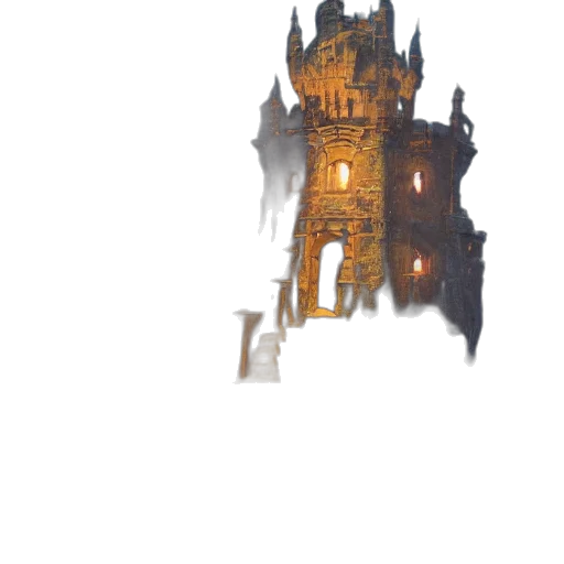 building, dragon, crown, staff, concept art, 3d render, pixel art, photorealistic transparent PNG cut-out
