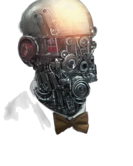 robot, mask, face, weapon, concept art, cyberpunk, fantasy art, comic book art transparent PNG cut-out