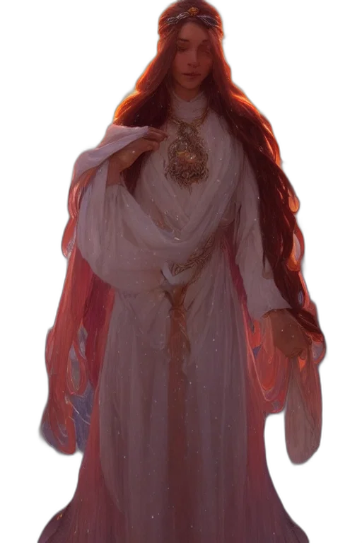 dress, staff, jewelry, 3d render, concept art, fantasy art, goddess, winter transparent PNG cut-out