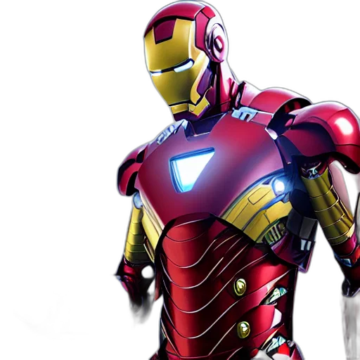 comic book art, 3d render, concept art, photorealistic, portrait, iron, man, reflect transparent PNG cut-out