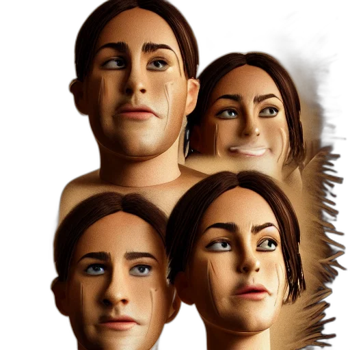 face, hair, mask, photorealistic, 3d render, concept art, fantasy art, movie transparent PNG cut-out