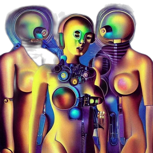 robot, cyberpunk, concept art, vaporwave transparent PNG cut-out