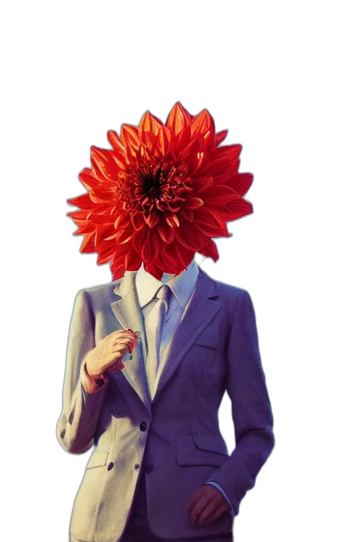 flower, jacket, mask, crown, vaporwave, photorealistic, 3d render, concept art transparent PNG cut-out