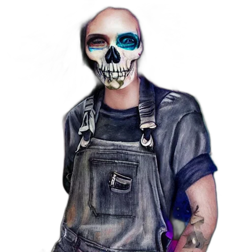 mask, staff, face, photorealistic, concept art, cyberpunk, fantasy art, full transparent PNG cut-out