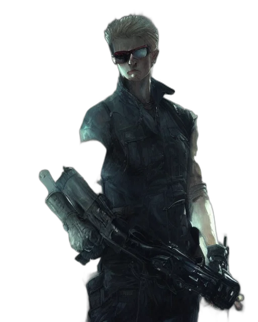 weapon, staff, robot, concept art, cyberpunk, 3d render, comic book art, green transparent PNG cut-out