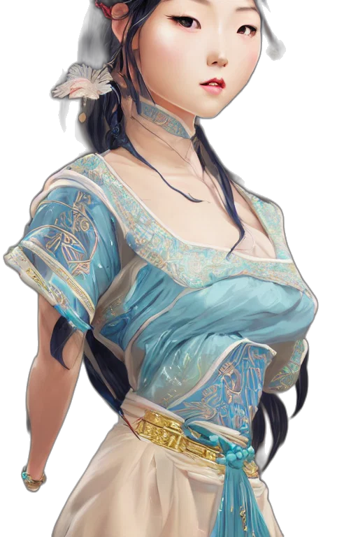 dress, staff, jewelry, face, fantasy art, concept art, photorealistic, watercolor transparent PNG cut-out