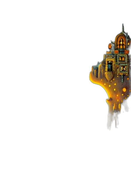 building, crown, concept art, fantasy art, pixel art, 3d render, fog, city street transparent PNG cut-out