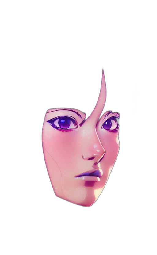 face, mask, crown, robot, vaporwave, 3d render, concept art, photorealistic transparent PNG cut-out
