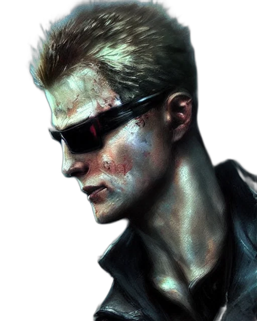 cyberpunk, comic book art, concept art, photorealistic, battle, hardened, sly, rugged transparent PNG cut-out
