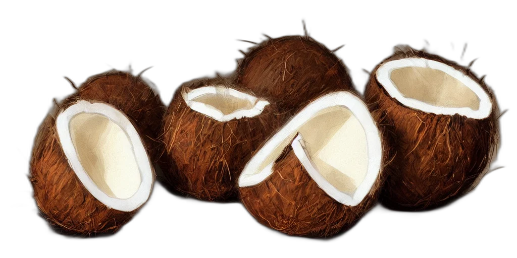 hair, food, mask, hat, 3d render, coconuts, global, lighting transparent PNG cut-out