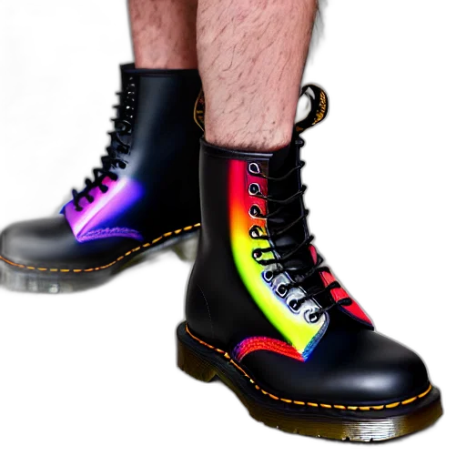 shoes, cyberpunk, 3d render, vaporwave, photorealistic, neon, black, leather transparent PNG cut-out