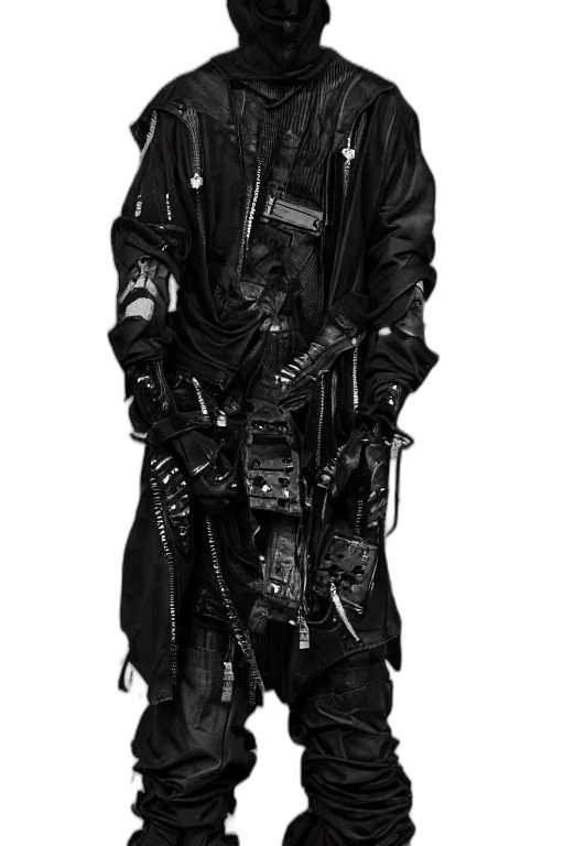 jacket, staff, weapon, mask transparent PNG cut-out