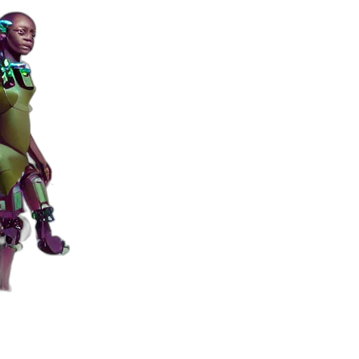staff, robot, weapon, jacket, concept art, 3d render, pixel art, cyberpunk transparent PNG cut-out