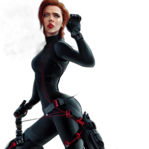 concept art, cyberpunk, comic book art, fantasy art, scarlett, johansson, black, widow transparent PNG cut-out