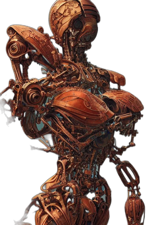 robot, dress, weapon, staff transparent PNG cut-out