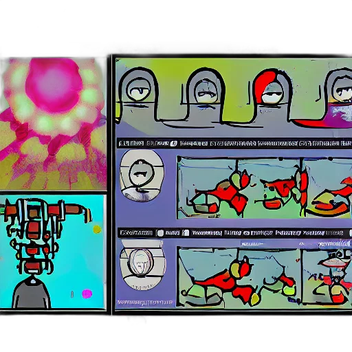 robot, concept art, pixel art, vaporwave, comic book art, underwater, outer space, neon lights transparent PNG cut-out