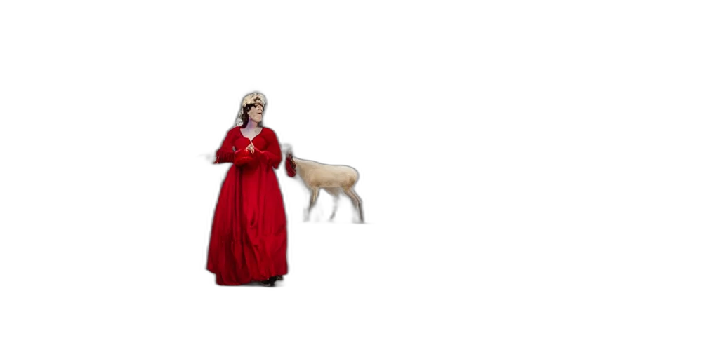 dress, animal, hat, staff transparent PNG cut-out