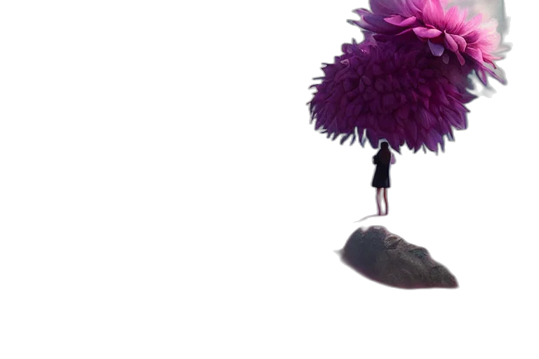 flower, umbrella, staff, hat, 3d render, concept art, photorealistic, underwater transparent PNG cut-out