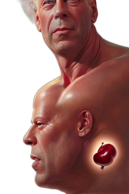 face, mask, photorealistic, concept art, 3d render, oil painting, bruce, willis transparent PNG cut-out