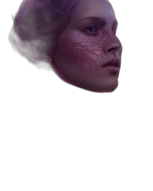 face, mask, creature, hair, photorealistic, concept art, 3d render, fantasy art transparent PNG cut-out