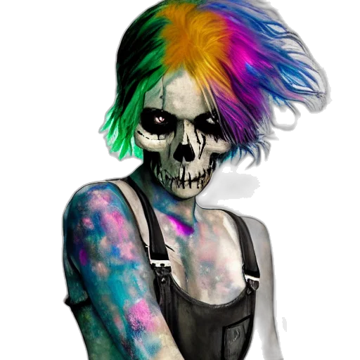 mask, face, watercolor, cyberpunk, concept art, fantasy art, colorful, dark transparent PNG cut-out
