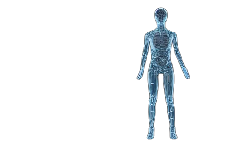 robot, 3d render, human, performance transparent PNG cut-out