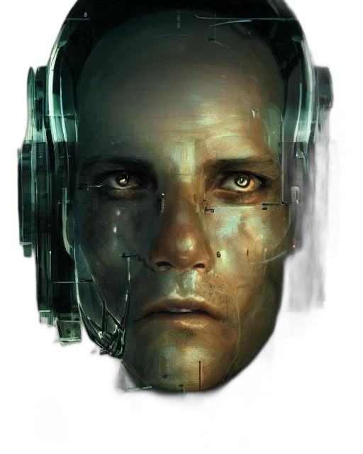 face, mask, robot, cyberpunk transparent PNG cut-out