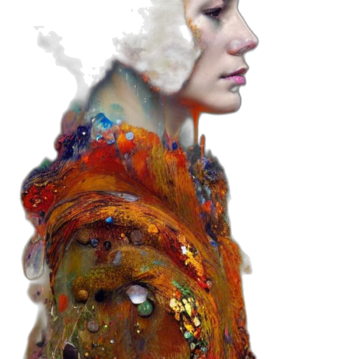 dress, face, jacket, jewelry, photorealistic, watercolor, oil painting, fantasy art transparent PNG cut-out