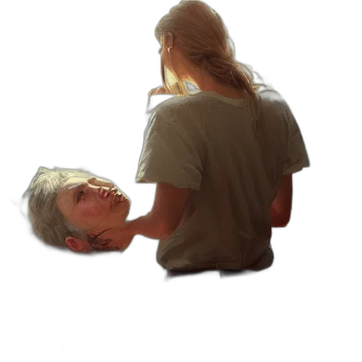 hair, face, creature, staff transparent PNG cut-out