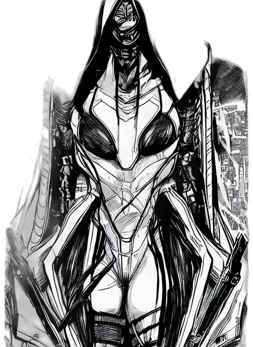 robot, creature, mask, dress, concept art, comic book art, fantasy art, cyberpunk transparent PNG cut-out
